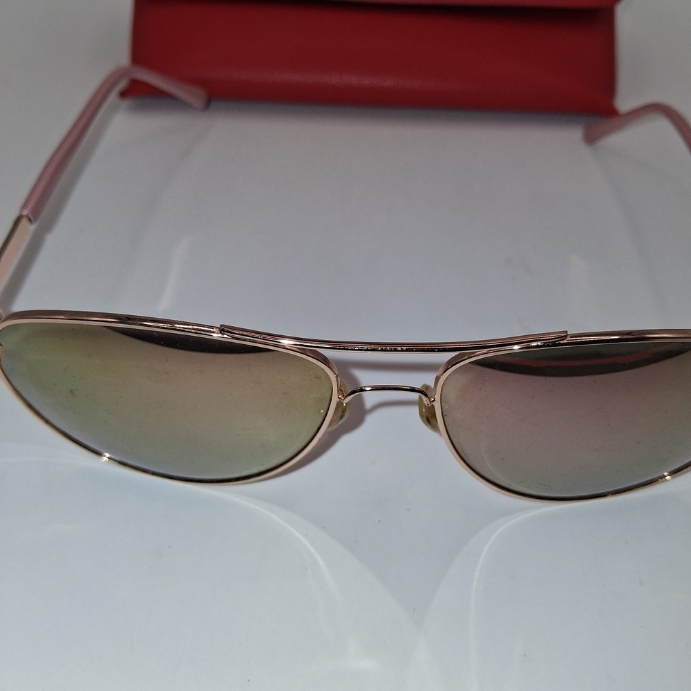 GUESS Sunglasses Women's Rose Gold Pink Mirrored Aviator UV Protection